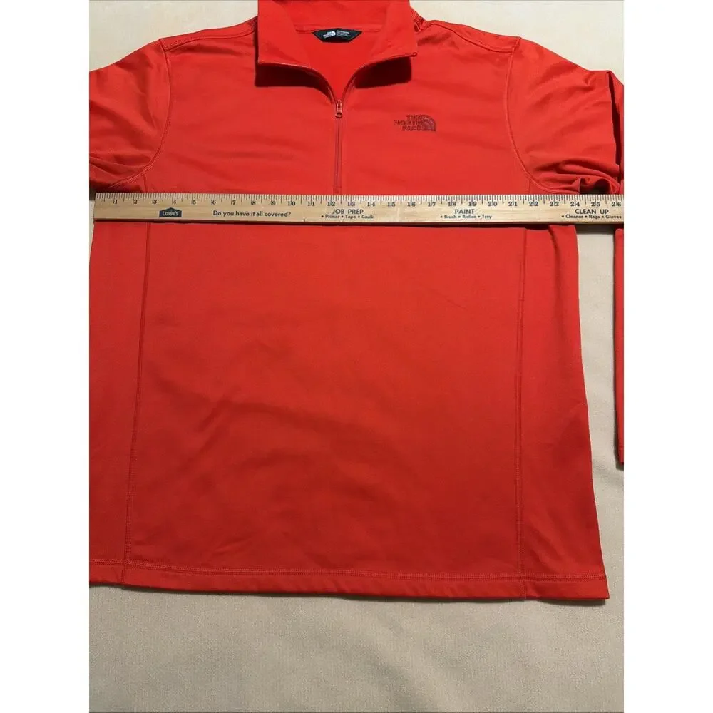 MENS THE NORTH FACE LONG SLEEVE RED FLEECE LINED 1/4 ZIP PULLOVER SIZE XL